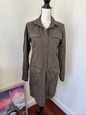 Roots Olive Green Utility Shirt Dress Jacket